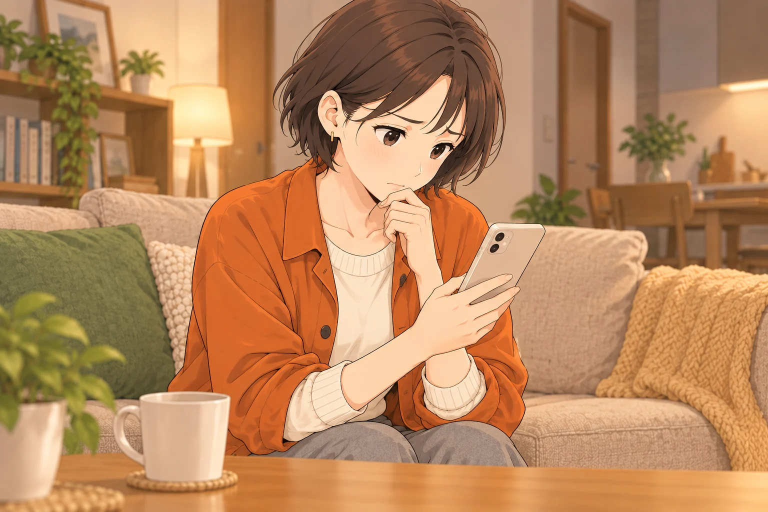 同棲する部屋で来客予定の連絡を読み、自分の希望を考える紗良